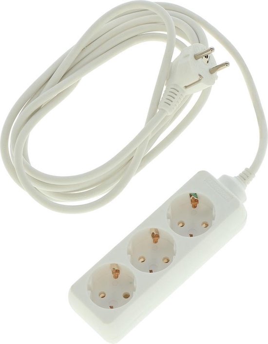 Stekkerdoos 3-voudig + RA + 3.0 mtr