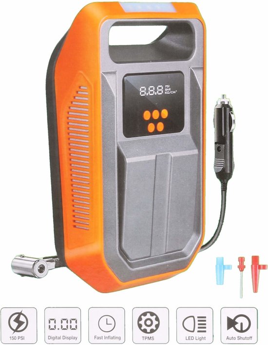 Compressor 12V 150 psi met accessoires draagbaar