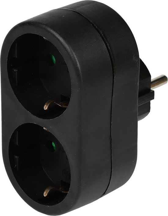 Stekker duo verloop + RA (verticaal) zwart