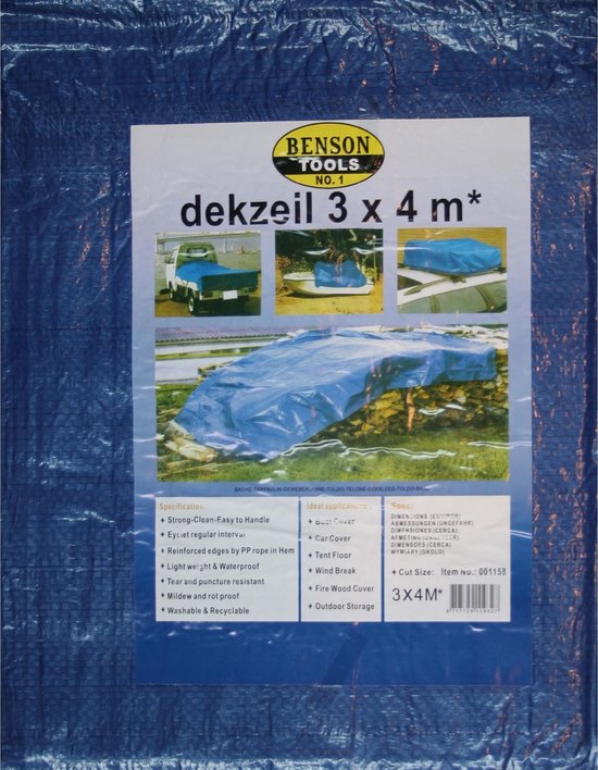 Dekzeil 3 x 4 mtr blauw