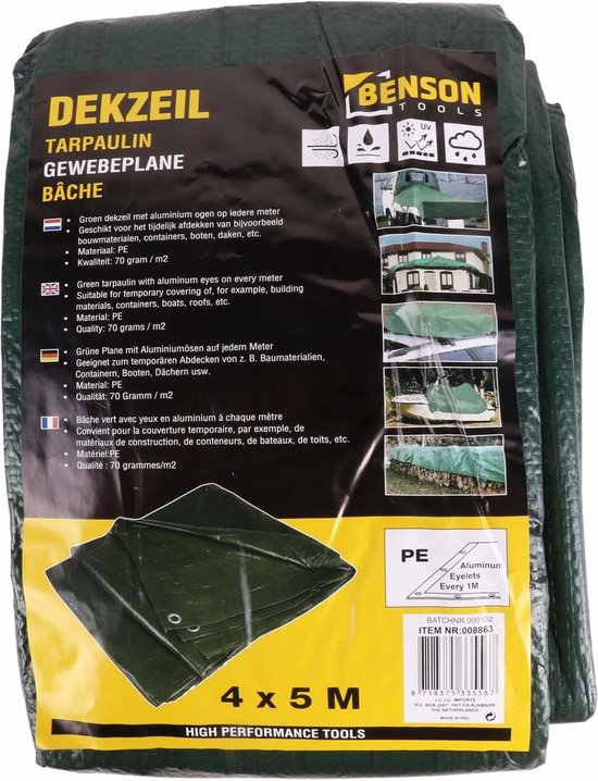 Dekzeil 4 x 5 mtr groen