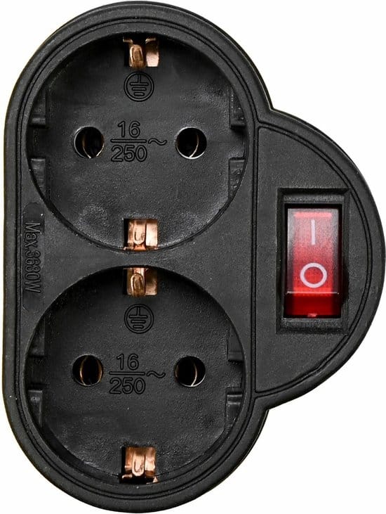 Stopcontact duo RA + schakelaar zwart