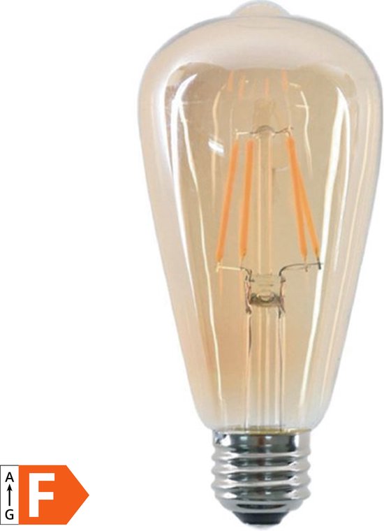 LED lamp retro filament st64 4W E27 amber dimbaar