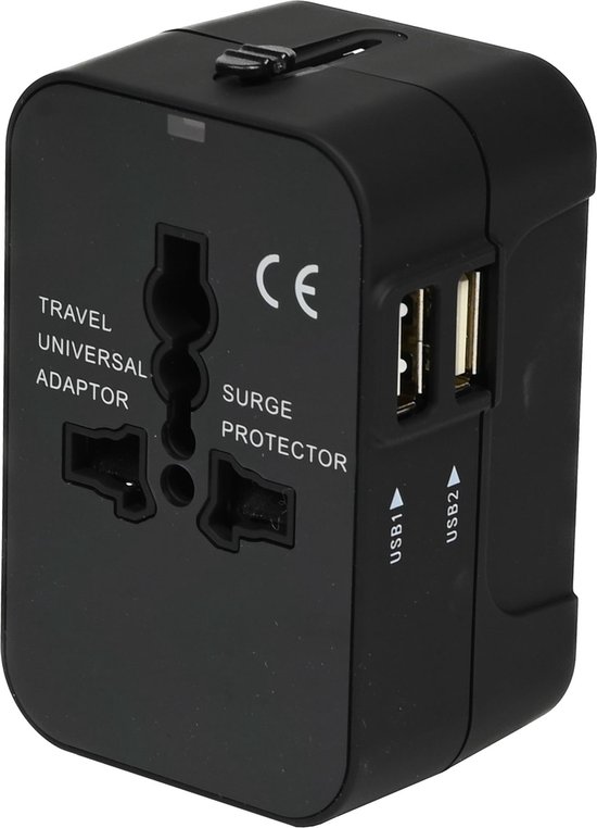 Reisadapter internationaal met 2 USB poorten