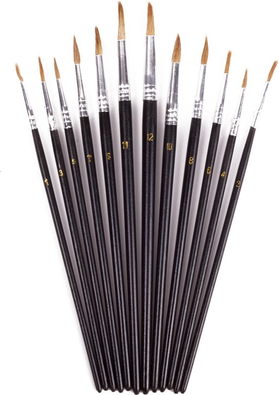 Penseelset 12 dlg rond