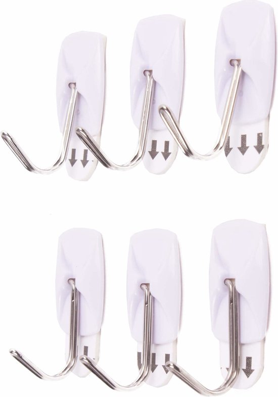 Haak zelfklevend verwijderbaar 6 dlg 2.1 x 3 cm