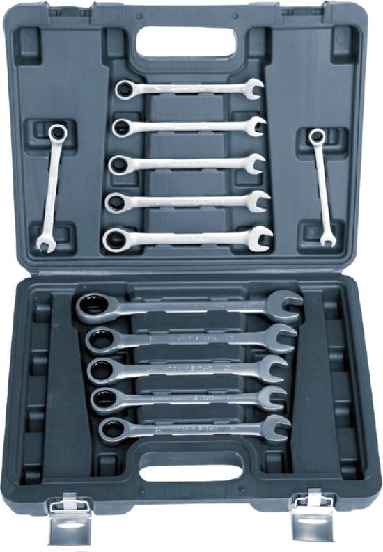 Ratel ring-steek sleutel 12 dlg + koffer