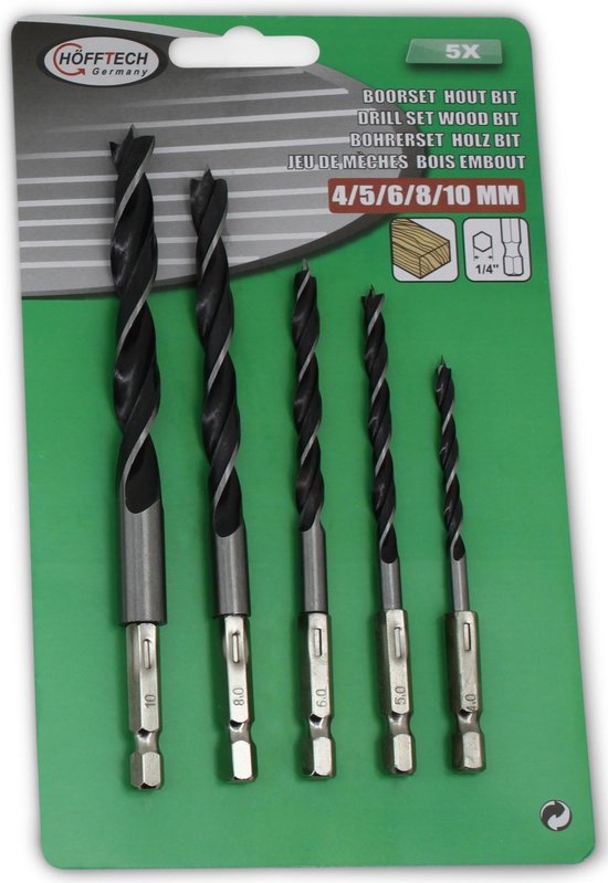 Boorset 5 dlg hout bit
