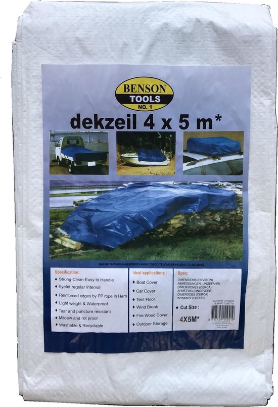 Dekzeil 4 x 5 mtr wit